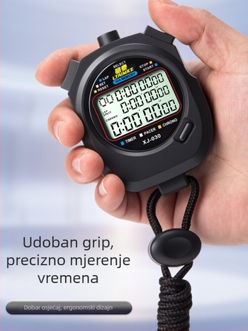 Elektronički štoperica mjerač s ABS kućištem, vodootporan, pauza, protuklizno, zaslon 1–3 redova, pogodan za trčanje i treninge