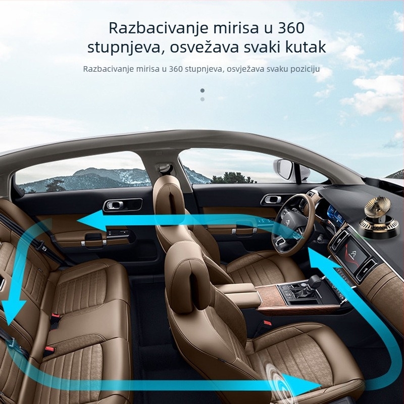 Solarni auto-aromator za sjedište — Citrus Ocean / Gardenia, 5–10 ml, aromaterapija u automobilu