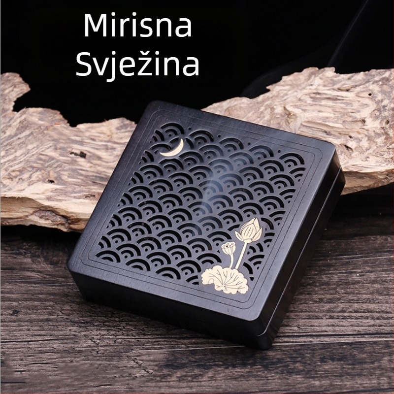 Zen držač mirisa za auto od ebonovog drveta, s izrezbarenim otvorom za središnju konzolu