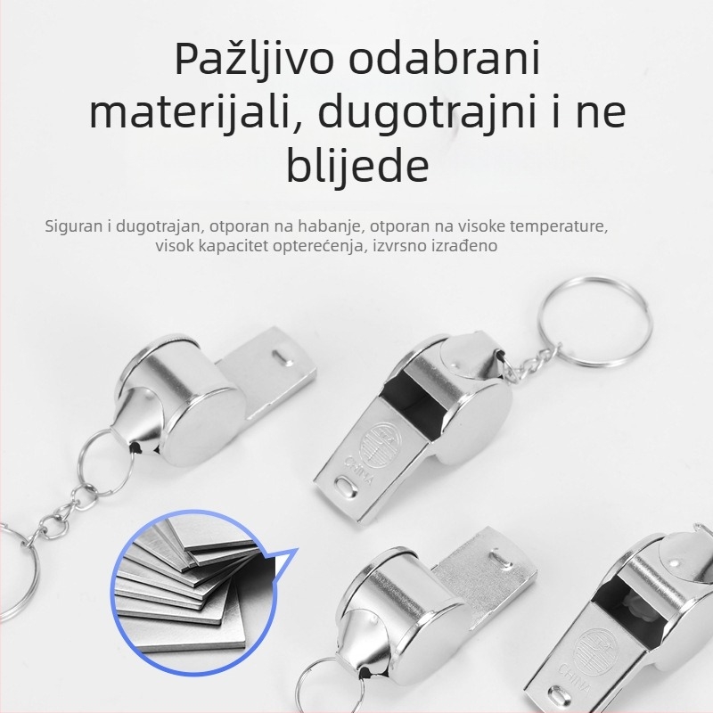 Zviždaljka od željeza, mali oblik; mogućnost tiskanja logotipa; prilagodljiva; pogodna za trčanje, biciklizam, planinarenje, fitness i plivanje