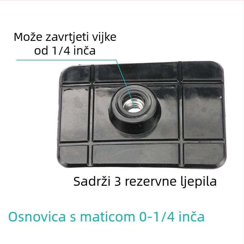 Auto držač za telefon s dodatkom kuglične glave, ljepilo za montažu, 1/4 inča do 17 mm kuglična glava, opća kompatibilnost, za sportsku kameru