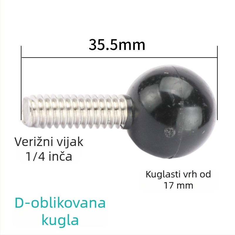 Auto držač za telefon s dodatkom kuglične glave, ljepilo za montažu, 1/4 inča do 17 mm kuglična glava, opća kompatibilnost, za sportsku kameru