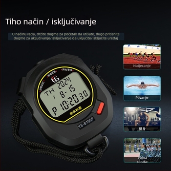 Yisheng elektronički štoper za nastavnike tjelesnog odgoja, vodootporan s pauzom, troredni prikaz, modeli 810f (10 redova) / 8100f (100 kanala)