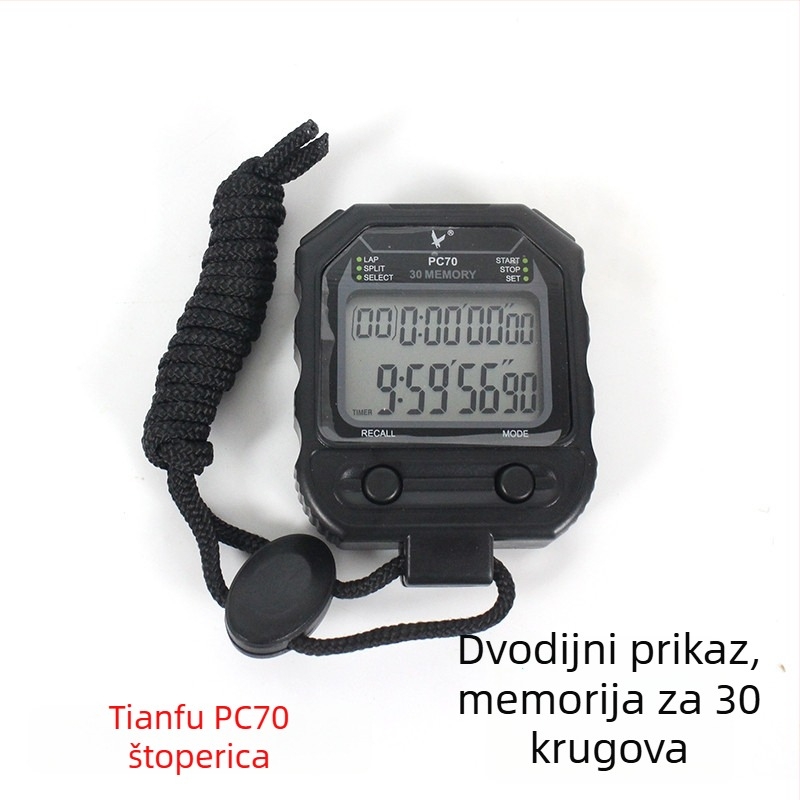 Tianfu elektronički štoperica, ABS kućište, funkcija pauze, 65 g