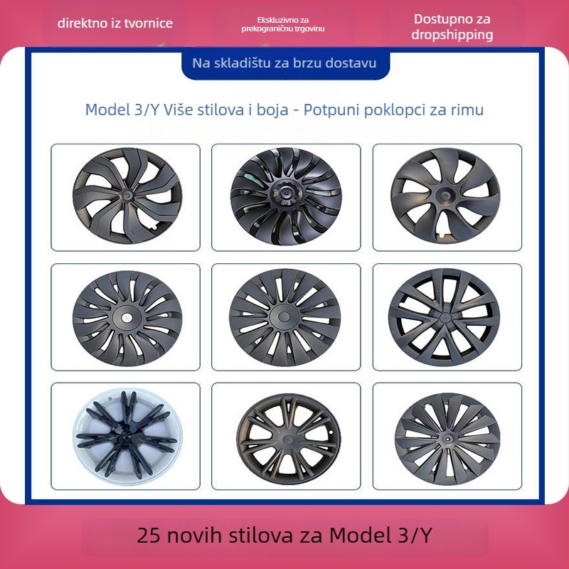 Poklopac kotača za Tesla Model Y/3 – plastični, prilagodljiv, kompatibilan s Model Y/3, podrijetlo Guangzhou