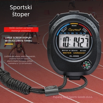 Elektronički štoper s ABS kućištem, dimenzije 62×82×22 mm, težina 50 g, 2-kanalni zaslon