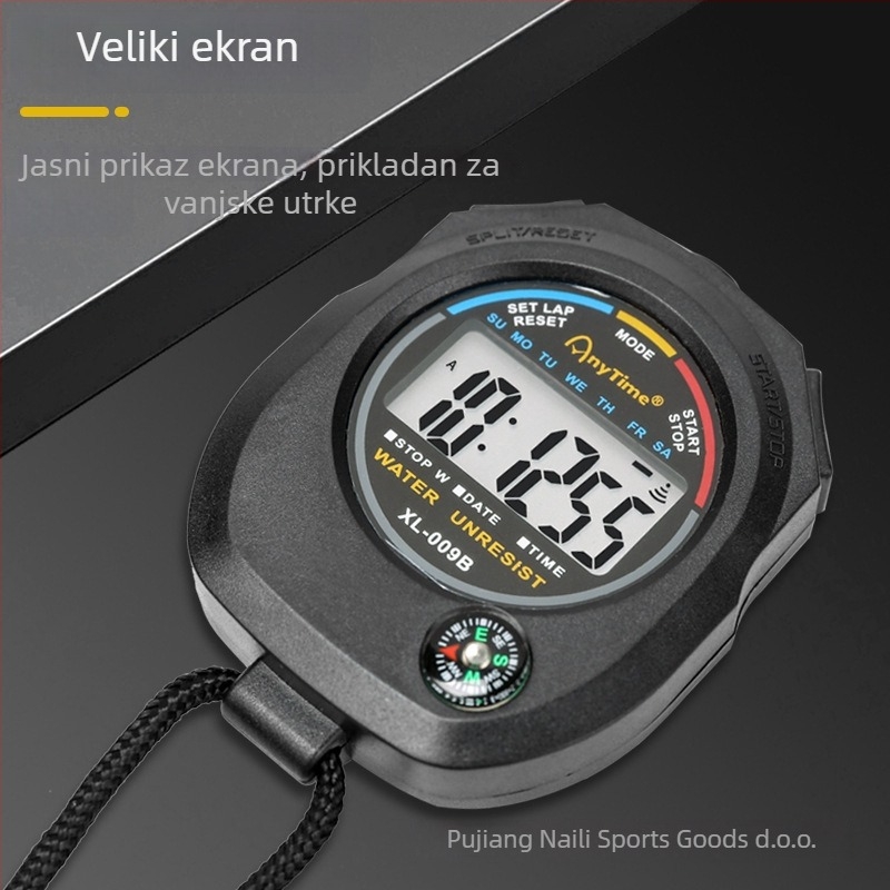 Elektronički štoper s ABS kućištem, dimenzije 62×82×22 mm, težina 50 g, 2-kanalni zaslon