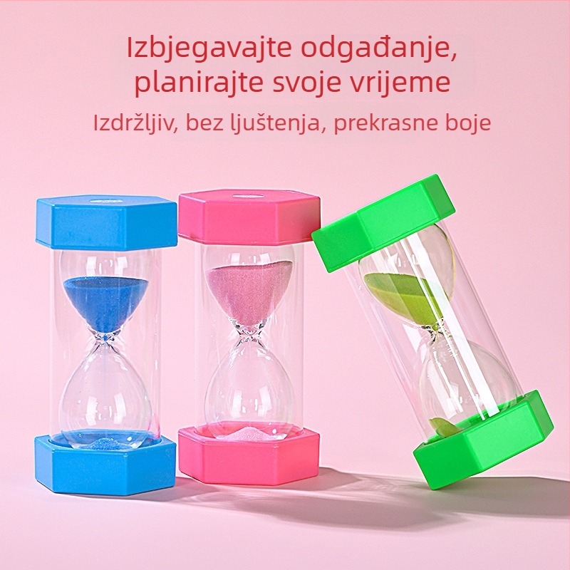 Hexagonalni pješčani časovnik – set 10/30 minuta, ručna izrada, obična stakla, jednostavan moderni stil