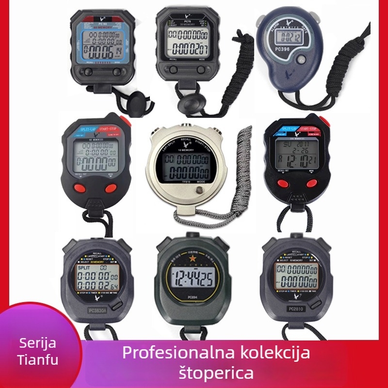 Profesionalni stopwatch za atletiku TF810 – vodootporan, s funkcijom pauze, protuklizno metalno kućište, zaslon 1/2/3 redova