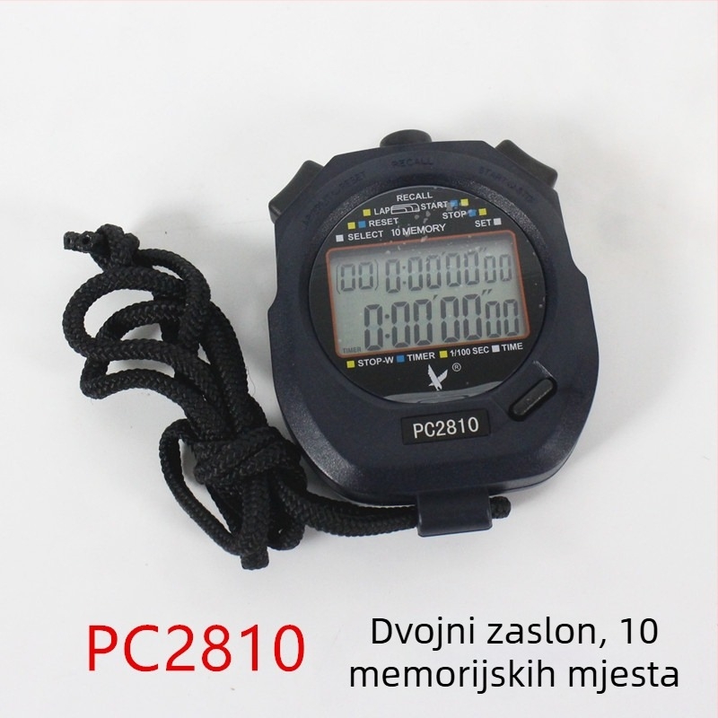 Profesionalni stopwatch za atletiku TF810 – vodootporan, s funkcijom pauze, protuklizno metalno kućište, zaslon 1/2/3 redova