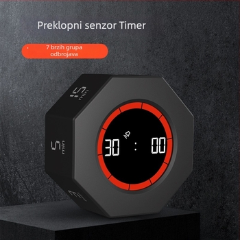 Oktagonalni elektronički štoper s gravitacijskim senzorom za djecu, podsjetnik na odbrojavanje, brojčani prikaz, napajanje baterijom
