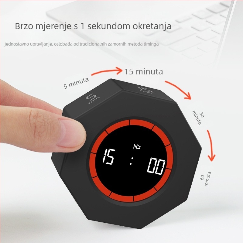Oktagonalni elektronički štoper s gravitacijskim senzorom za djecu, podsjetnik na odbrojavanje, brojčani prikaz, napajanje baterijom