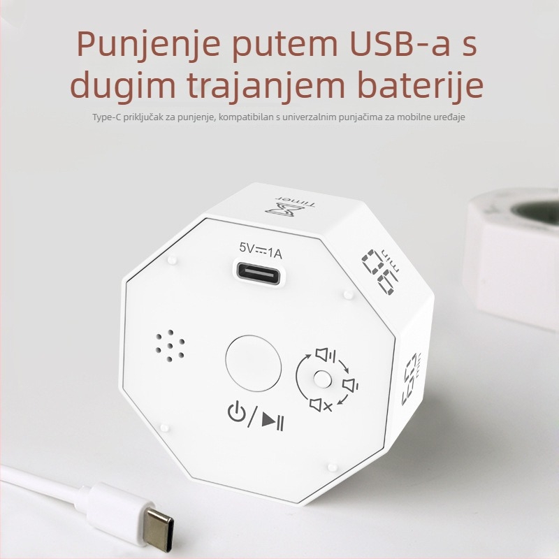 Oktagonalni elektronički štoper s gravitacijskim senzorom za djecu, podsjetnik na odbrojavanje, brojčani prikaz, napajanje baterijom