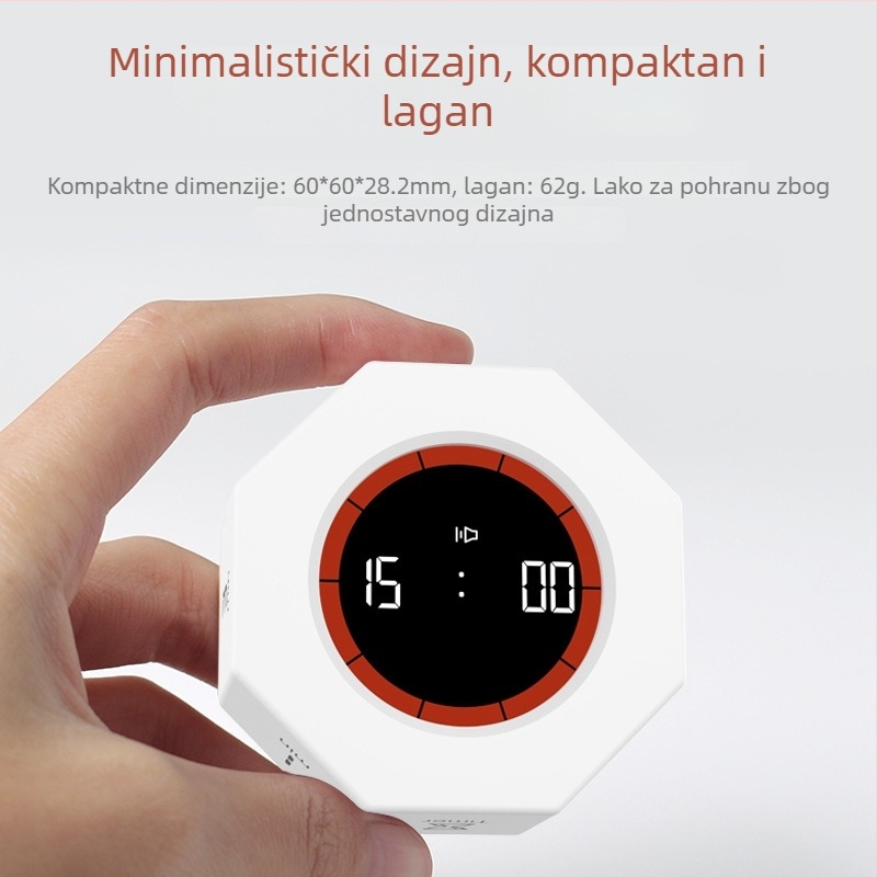 Oktagonalni elektronički štoper s gravitacijskim senzorom za djecu, podsjetnik na odbrojavanje, brojčani prikaz, napajanje baterijom