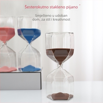 Pješčani sat s pijeskom 15 minuta, staklo visoke borosilikatnosti, puhanje, modern minimalistički stil, ručno izrađeni ukrasni privjesak