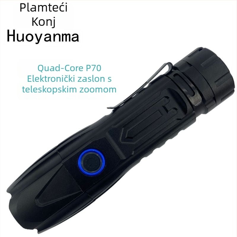 Flame Horse svjetiljka s optičkim zumom, USB punjiva, 5000 mAh baterija, 360° rotacija, domet 200–500 m