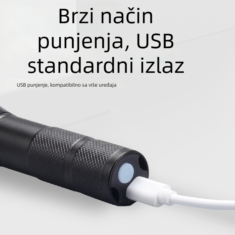 Shato Tribe LED svjetiljka, aluminijsko kućište, punjiva 1200 mAh, domet 100–200 m