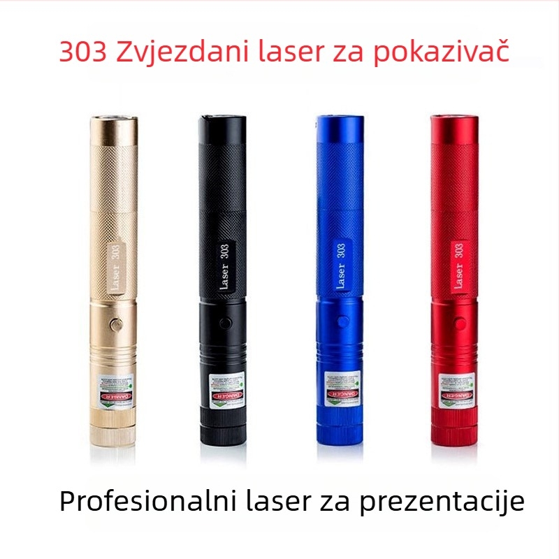 Laser baterija 303 sa zelenim svjetlom i motivom zvjezdano nebo, LED, aluminijska legura, punjiva, 4800mAh baterija, domet >500 m