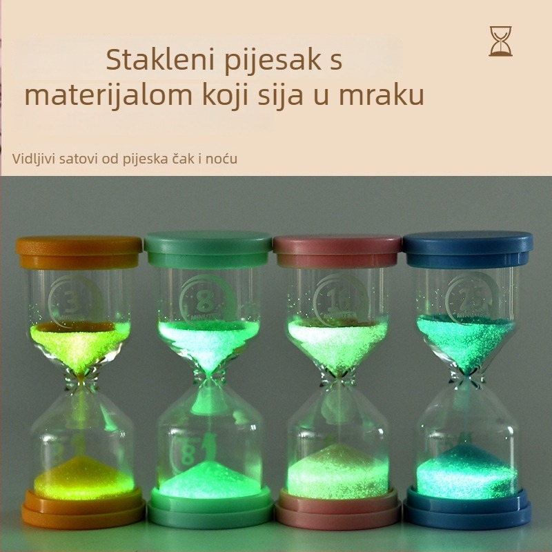 Macaron oblik svjetlećeg pješčanog sata - visoko borosilikatno staklo, puhana izrada, jednostavan modern stil, idealan dar za putovanja, maturu i zabave