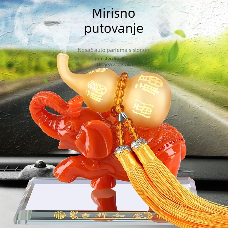 Auto unutrašnja dekoracija s motivom slona i tikve, modernog stila, materijal smola i kristali, Xi Mao brend, tiskani logo, mogućnost prilagodbe
