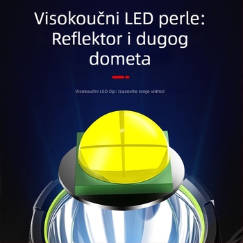 Vanjski ručni LED reflektor, 3W, 1200mAh punjiva baterija, domet 200–500 m