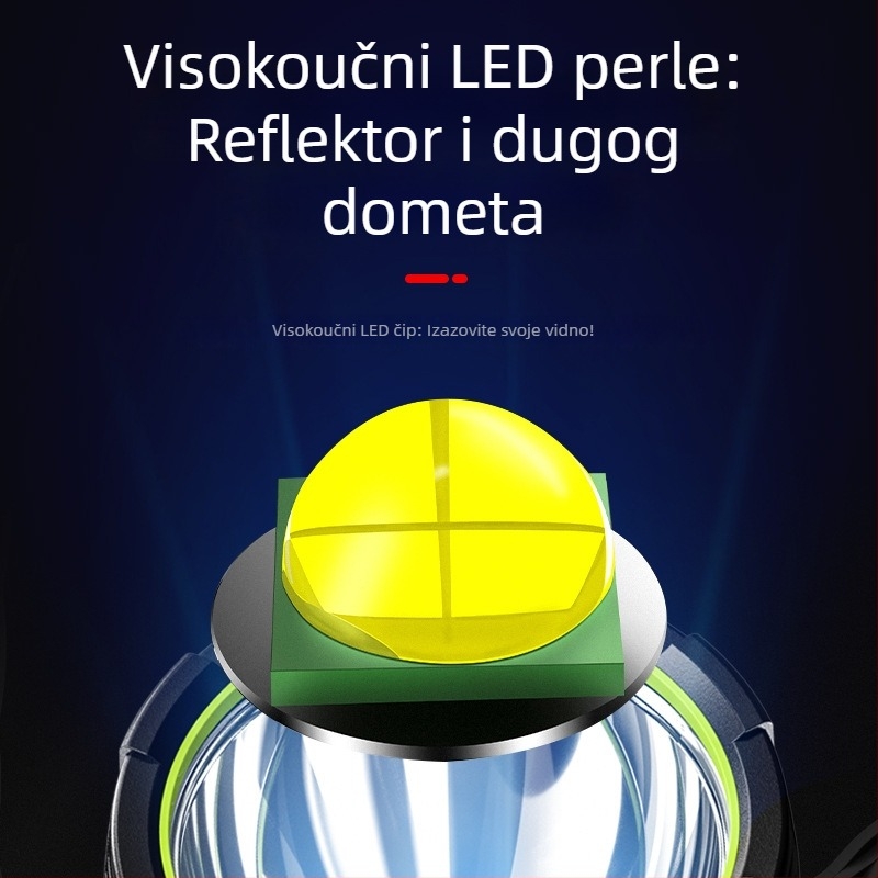 Vanjski ručni LED reflektor, 3W, 1200mAh punjiva baterija, domet 200–500 m