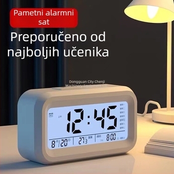 Stolni sat za učenike s punjivim napajanjem, kućište MDF+PVC, brojčanik od plastike, ležerni stil (Punljivo napajanje; MDF+PVC kućište; Plastični brojčanik)