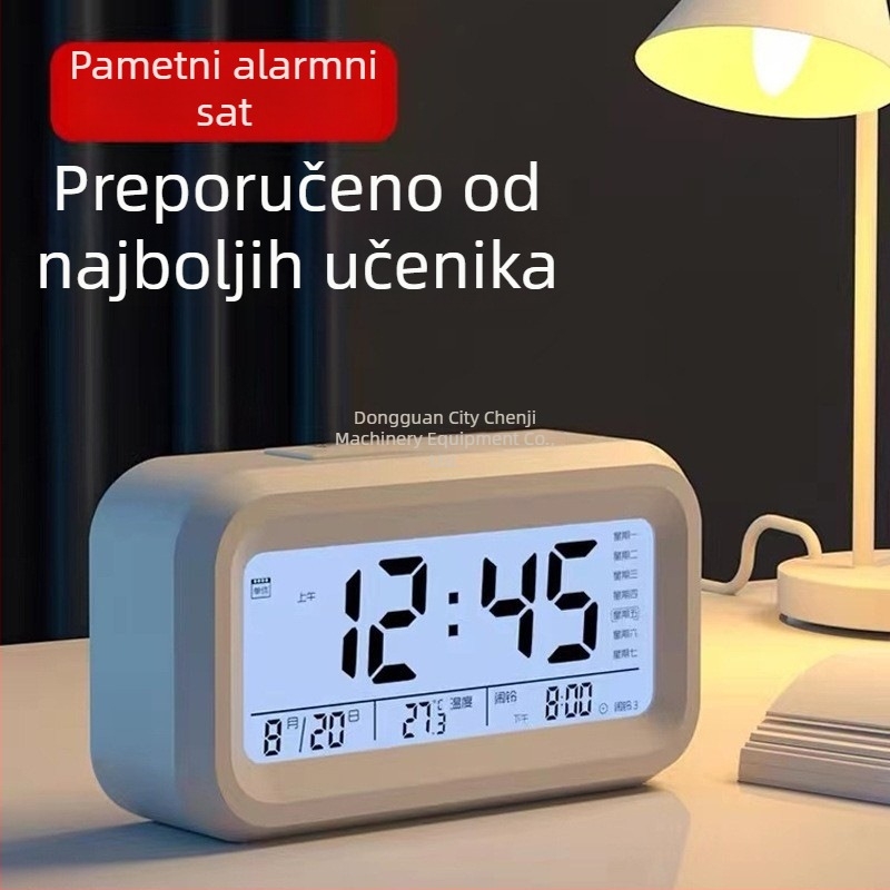 Stolni sat za učenike s punjivim napajanjem, kućište MDF+PVC, brojčanik od plastike, ležerni stil (Punljivo napajanje; MDF+PVC kućište; Plastični brojčanik)