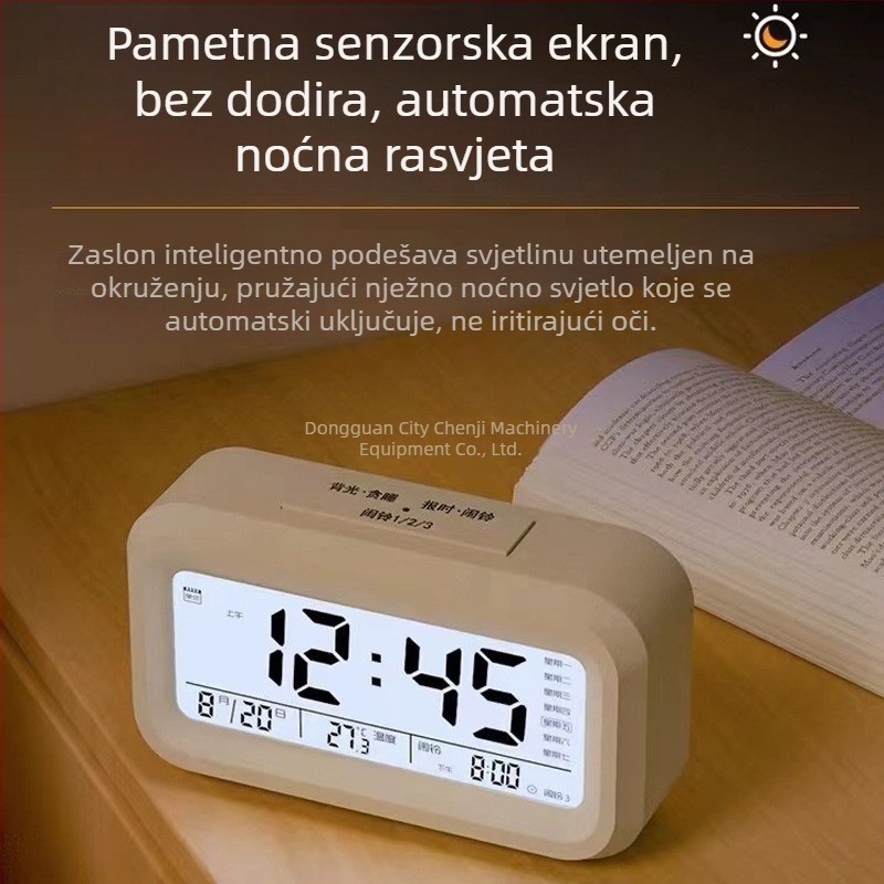 Stolni sat za učenike s punjivim napajanjem, kućište MDF+PVC, brojčanik od plastike, ležerni stil (Punljivo napajanje; MDF+PVC kućište; Plastični brojčanik)