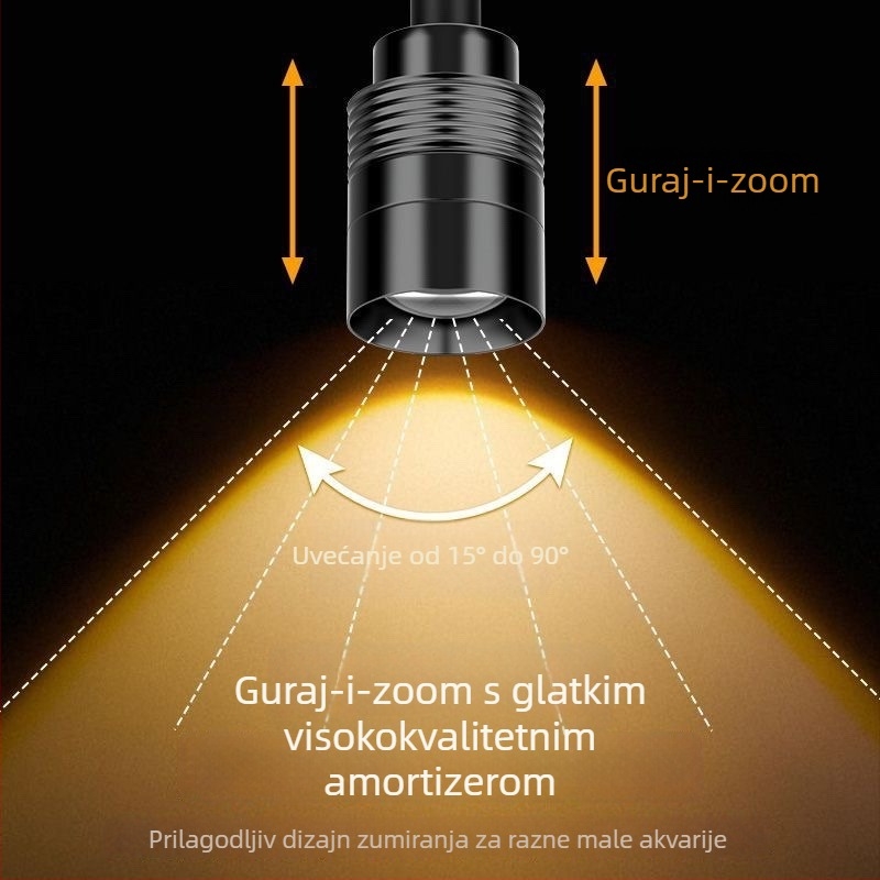 Mini LED reflektor za akvarij, zumirajući, 3W, PC, 0104-H reflektor, 200 g