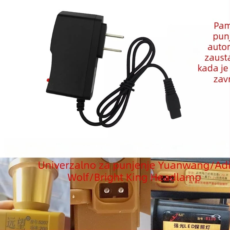 Čelna lampica s dvostrukim punjačem i dvije utičnice | kapacitet baterije 4,2 | snaga 4,2W | ručno punjenje | pogodna za ronjenje, planinarenje i kampiranje | domet 100–200 m