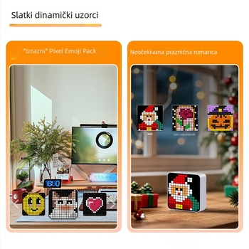 C027S Monitor srčanog ritma i trening timer — stolni sat s alarmom i ambijentalnim svjetlom, ABS plast, vodootporan, funkcija pauze, rezolucija 16×16