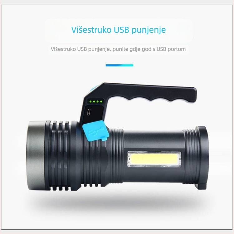 ABS prijenosna radna svjetiljka sa bočnim svjetlom, baterija 1200mAh, snaga 10W, napajanje baterijom, domet 200-500 m