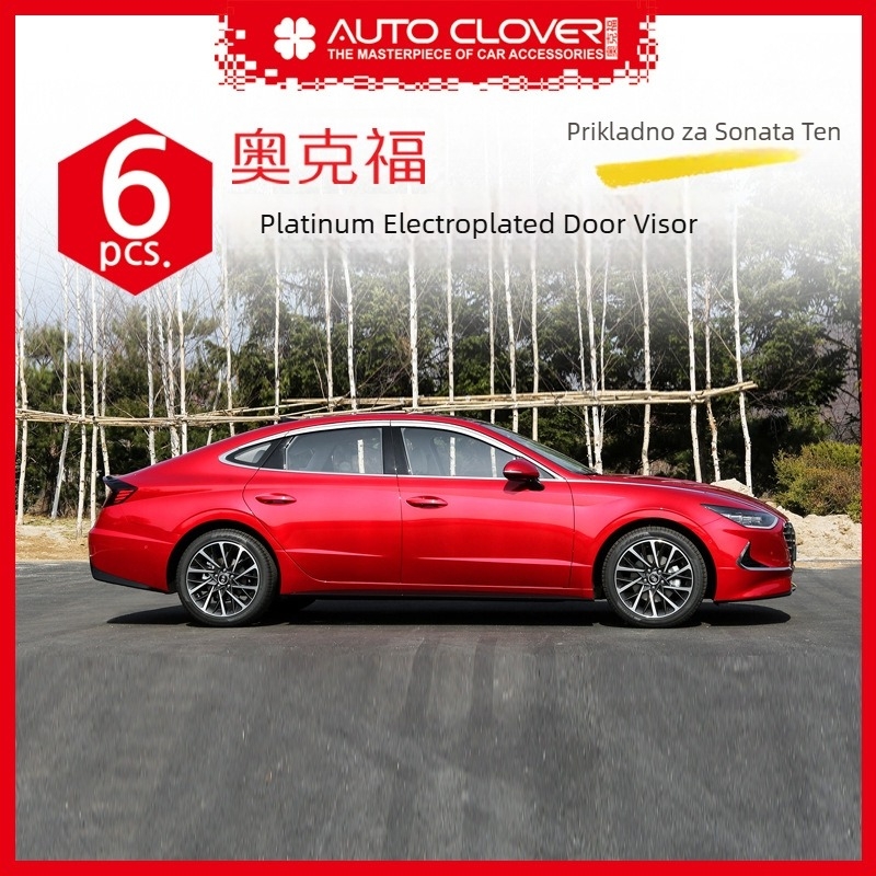 Auto Clover / Oakesford kišnih štitnika za prozore Sonata 9–11 gen., elektroplatirano, ABS, montaža ljepilom, set od 6 kom