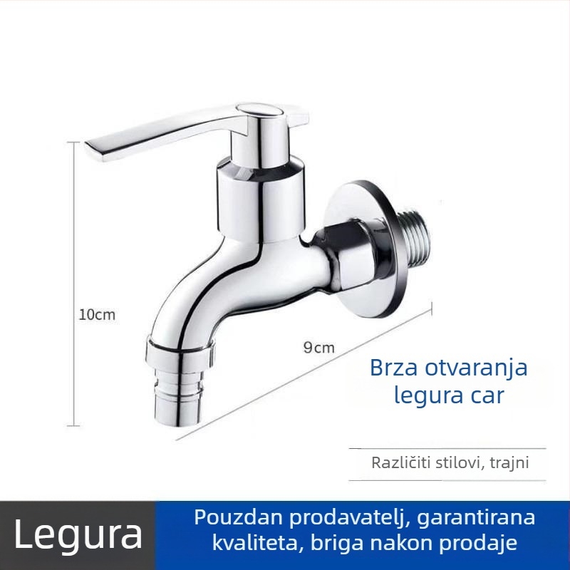 Zidni ventil za perilicu rublja, legura cinka i bakra, jednosoban hladan dotok, 4-6 priključaka, ugradnja u zid, bakreni jezgreni ventil, pogodan za mop umivaonik, perilicu i vanjsku upotrebu