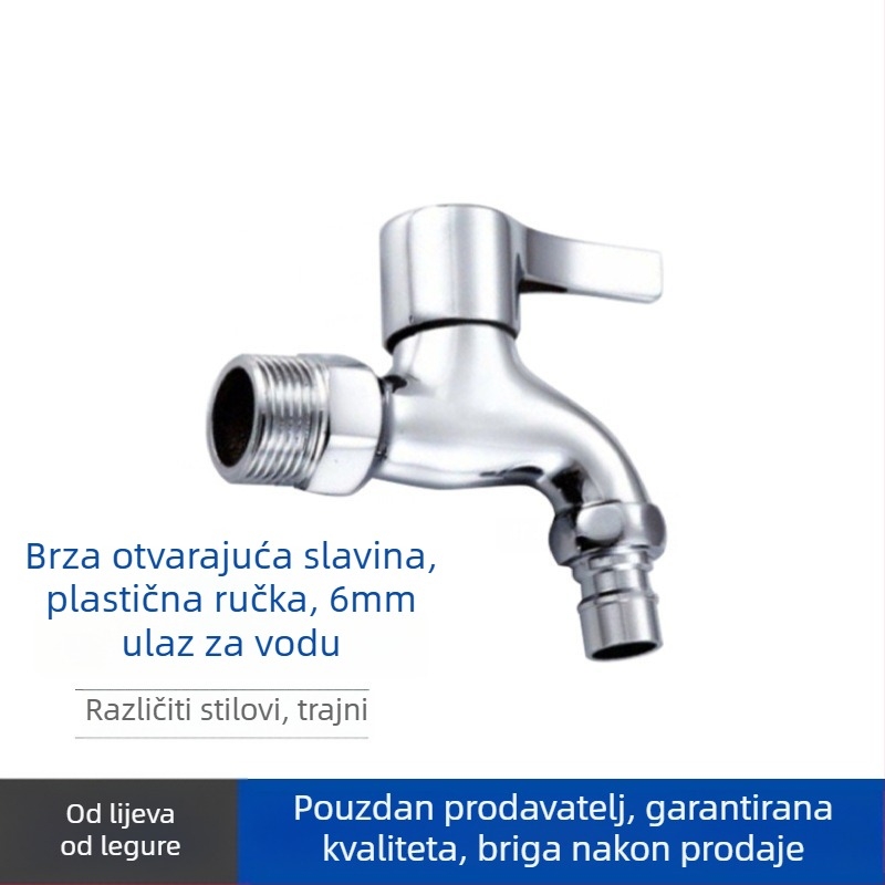 Zidni ventil za perilicu rublja, legura cinka i bakra, jednosoban hladan dotok, 4-6 priključaka, ugradnja u zid, bakreni jezgreni ventil, pogodan za mop umivaonik, perilicu i vanjsku upotrebu