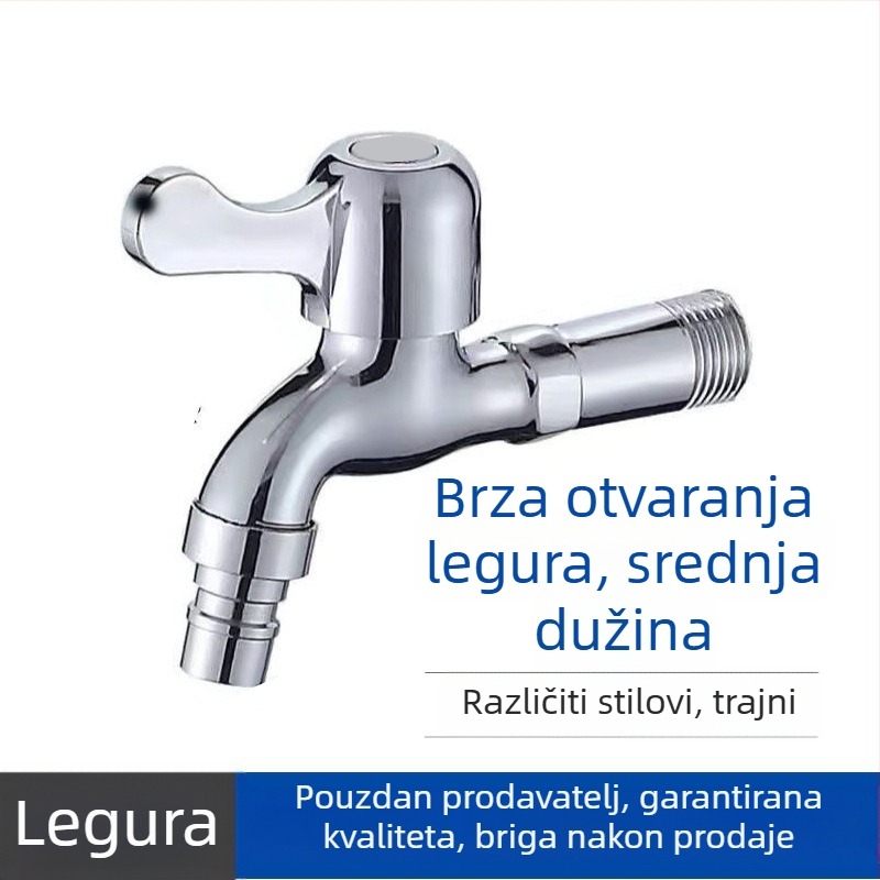Zidni ventil za perilicu rublja, legura cinka i bakra, jednosoban hladan dotok, 4-6 priključaka, ugradnja u zid, bakreni jezgreni ventil, pogodan za mop umivaonik, perilicu i vanjsku upotrebu