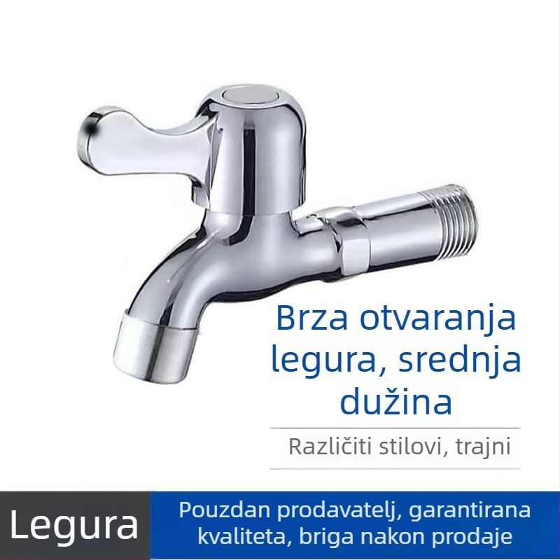 Zidni ventil za perilicu rublja, legura cinka i bakra, jednosoban hladan dotok, 4-6 priključaka, ugradnja u zid, bakreni jezgreni ventil, pogodan za mop umivaonik, perilicu i vanjsku upotrebu