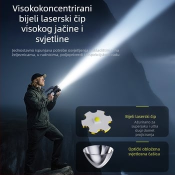 LED ručna lampica s ručnim pogonom, 15W, 2400mAh, domet 200-500 m