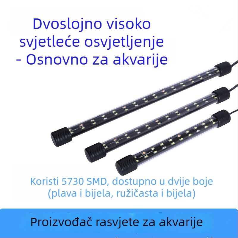 LED rasvjeta za akvarij za male posude, T8 dvostruki red podvodnog svjetla, staklena 3W jedinica, Waugh Fish, porijeklo Hebei