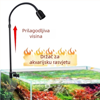 Akvarijska svjetiljka na stalku s podesivom visinom, E27 navojni nosač, aluminij i željezo, visići nosač za rasvjetu vodnih biljaka