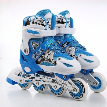 Roleri patike s gornjim dijelom PU + mreža; kotači u jednom redu; PVC kotači; gumeni potplat; Juemei