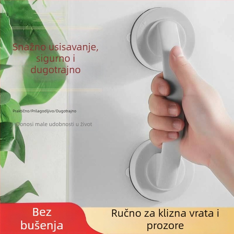 Drška za staklena klizna vrata — bez bušenja, snažno usisavanje; ABS materijal, antikorozijski premaz; za vrata i prozore
