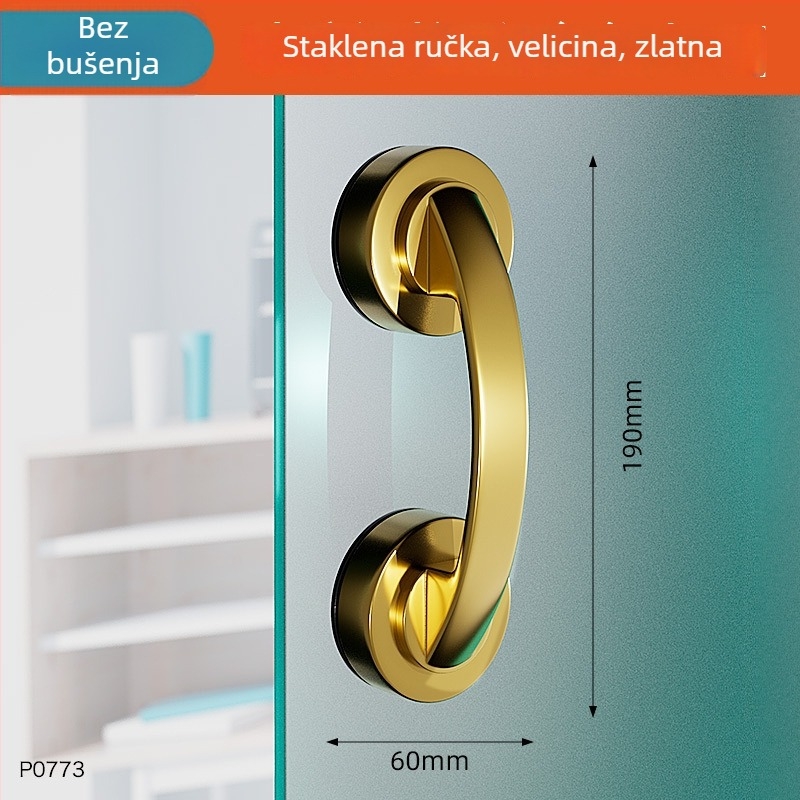 Drška za staklena klizna vrata — bez bušenja, snažno usisavanje; ABS materijal, antikorozijski premaz; za vrata i prozore