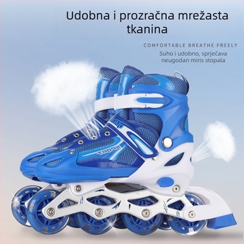 Role skates s mrežastim gornjim dijelom, kotači u jednom redu PVC, plastična potplata