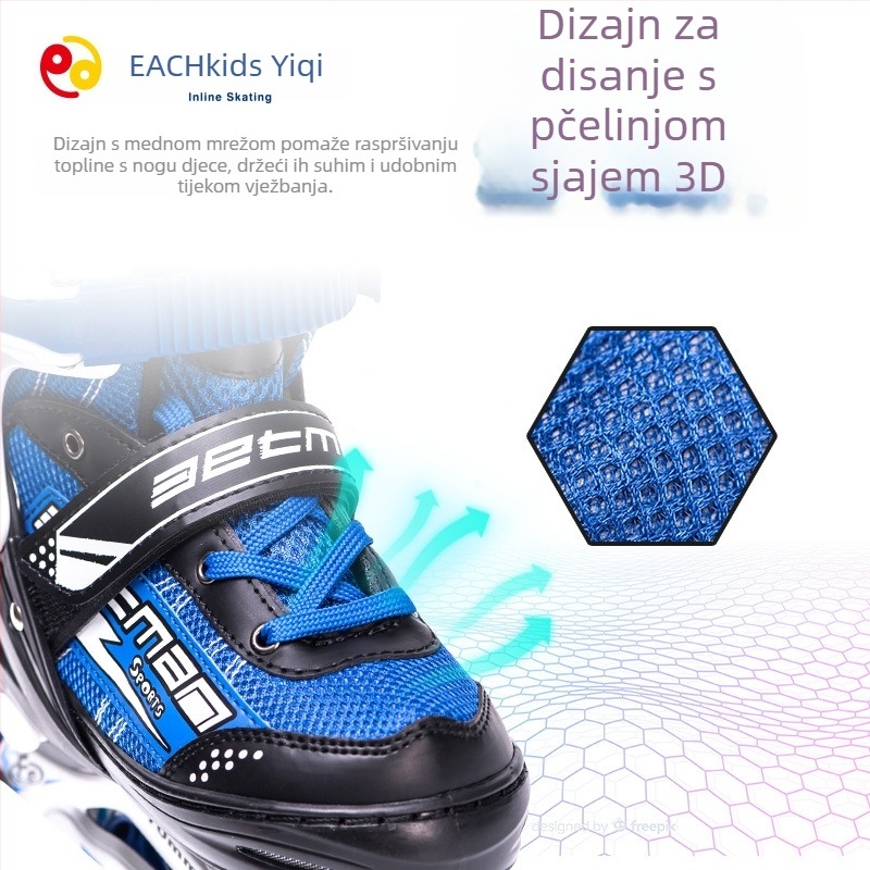 Dječje inline patike s gornjim PU+mreža, kotači od aluminijske legure, gumeni potplat, jednoredni dizajn