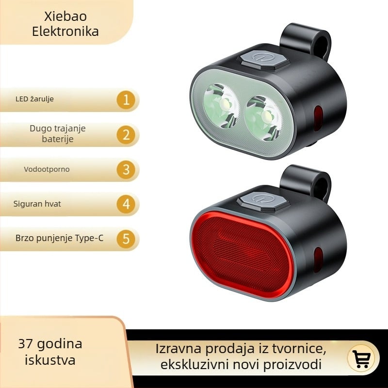 Prednja svjetiljka za bicikl – 5W laser, domet 200–500 m, baterija 5000 mAh, 360° rotacija