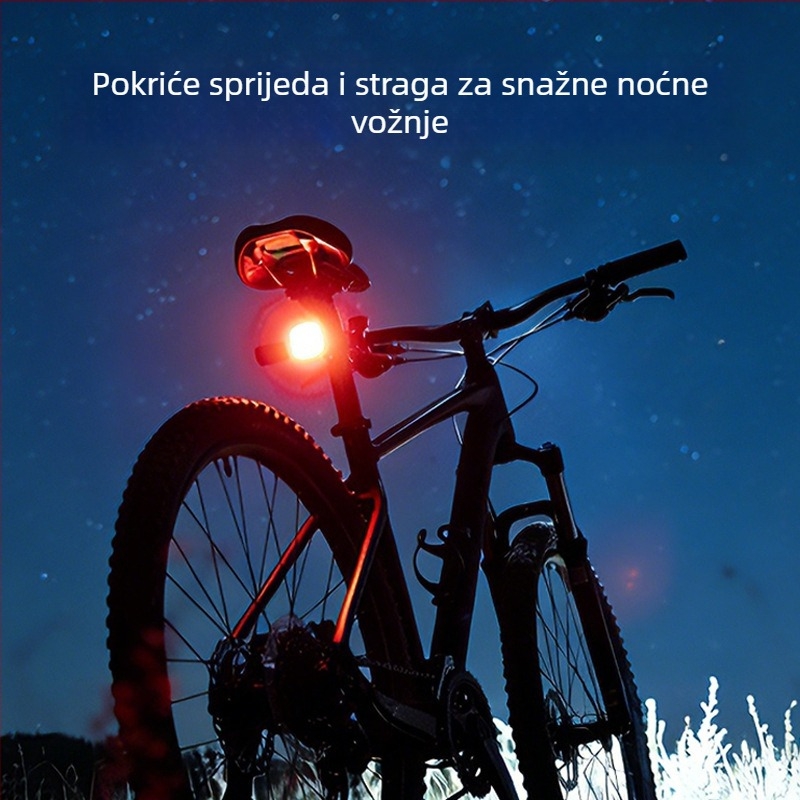 Prednja svjetiljka za bicikl – 5W laser, domet 200–500 m, baterija 5000 mAh, 360° rotacija