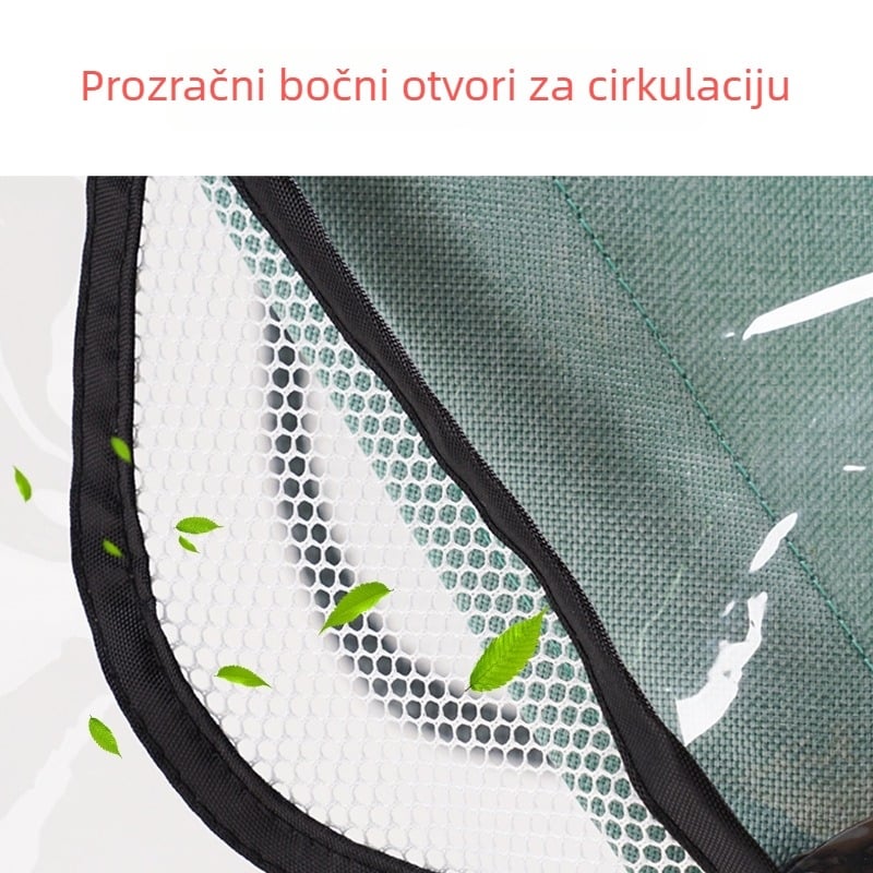 Navlaka za kišu za kolica – univerzalna, otporna na vjetar i kapljice, prozirna, ekološki PVEA materijal.