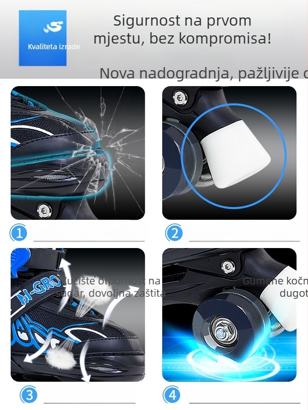 Chaokang rollerice za djecu — gornji dio PVC+ mreža, PU kotači, dvostruki red kotača, PP potplat, univerzalna prilagodba